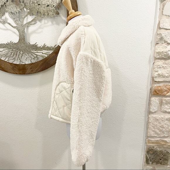 NWT Anthropologie Skye Sherpa Fleece Teddy Jacket Creme Ivory Large - Picture 5 of 10